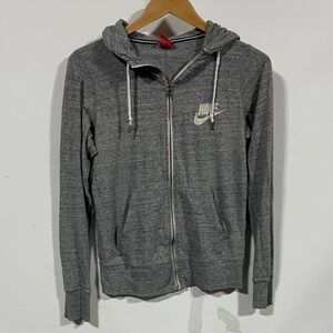 Nike Heather Gray Full-Zip Hoodie with White Swoosh
